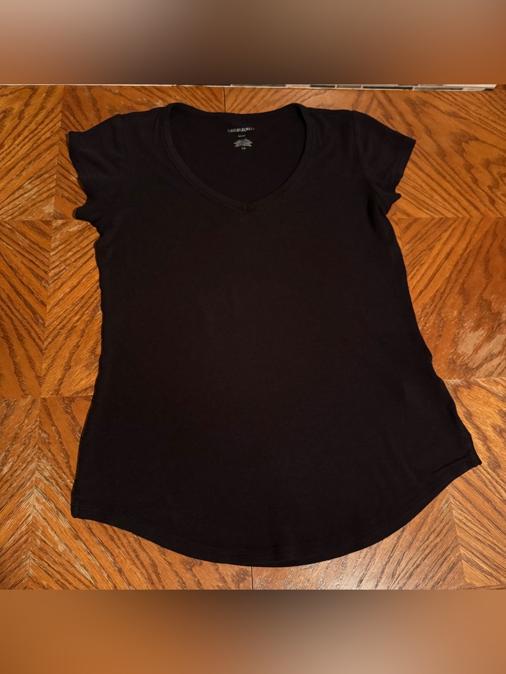 Cynthia Rowley Black Pima Cotton Blend Scoop Neck Tee S